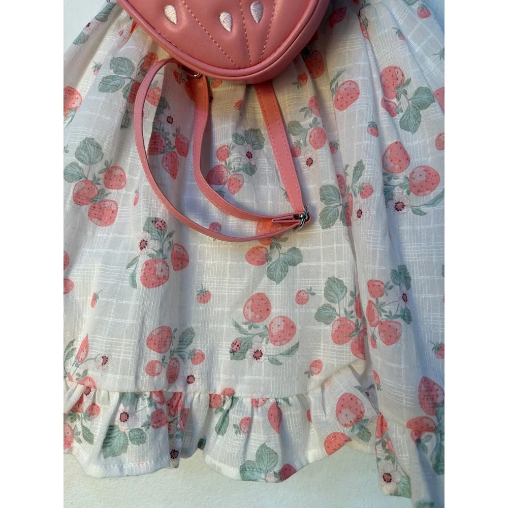 Cynthia Rowley Girls Strawberry Print Dress with Matching Backpack Set 2T NWT